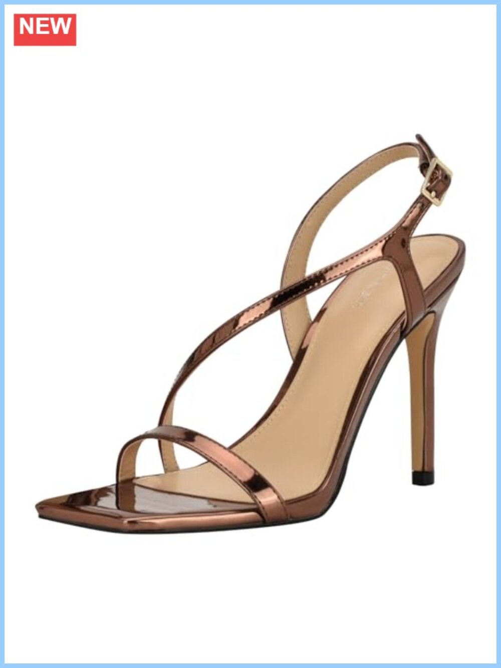Faux Leather Stiletto Heel Ankle Strap Sandals